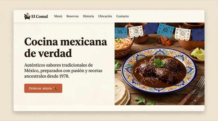 Diseño web para restaurante mexicano con menú QR